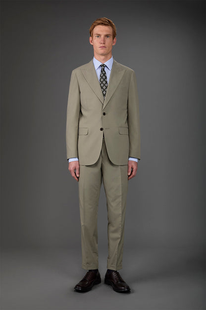 Single-breasted men's suit with single-pleat trousers Olive Green
