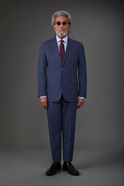 Single-breasted men's suit with flat front trousers