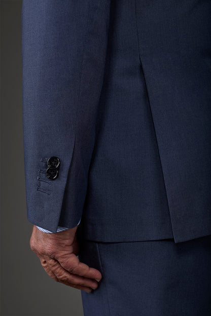 Single-breasted men's suit with flat front trousers