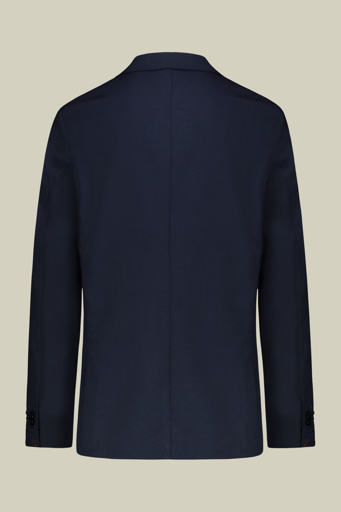 Single-breasted men's suit with flat front trousers