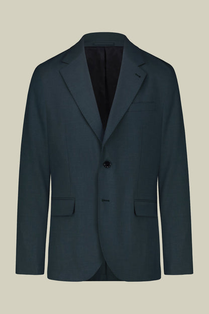 Single-breasted men's suit with single-pleat trousers in two-way stretch fabric