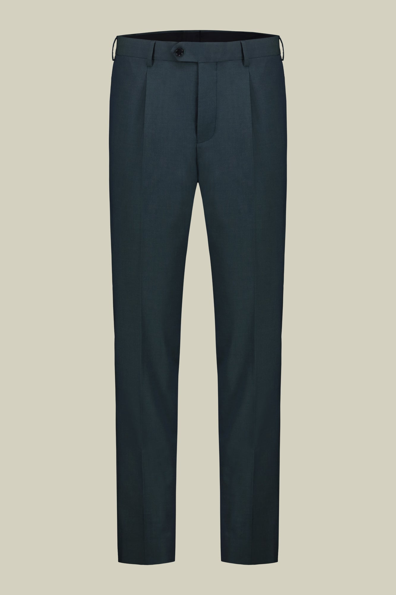 Single-breasted men's suit with single-pleat trousers in two-way stretch fabric