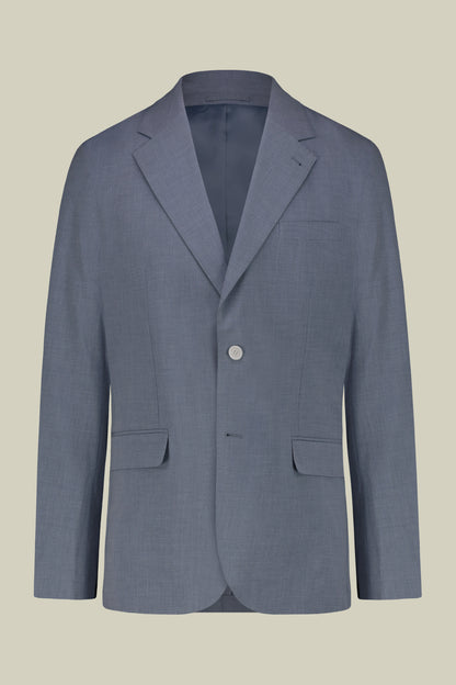 Single-breasted men's suit with single-pleat trousers in two-way stretch fabric