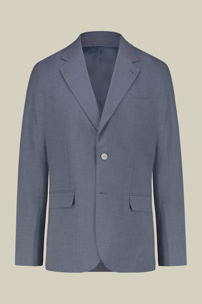 Single-breasted men's suit with single-pleat trousers in two-way stretch fabric