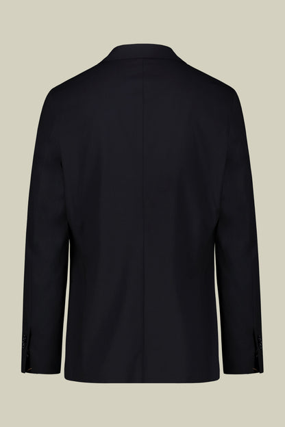 Double-breasted men's suit with single-pleat trousers in two-way stretch fabric