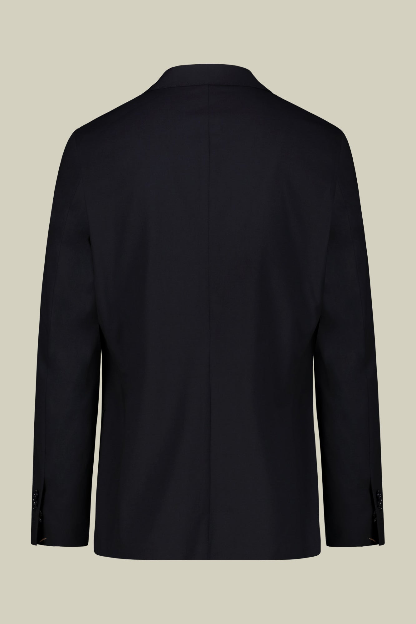 Double-breasted men's suit with single-pleat trousers in two-way stretch fabric