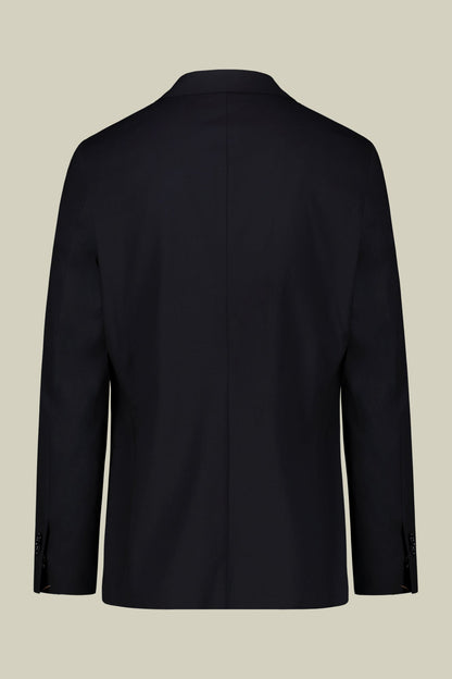 Double-breasted men's suit with single-pleat trousers in two-way stretch fabric