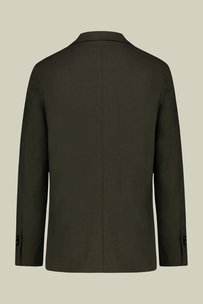 Double-breasted men's suit with single-pleat trousers in two-way stretch fabric