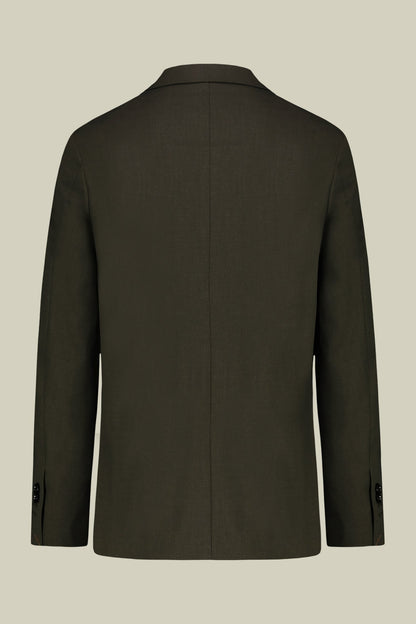 Double-breasted men's suit with single-pleat trousers in two-way stretch fabric