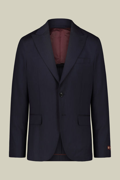 Single-breasted men's suit with classic single-pleat trousers, in pure combed wool with a semi-plain weave