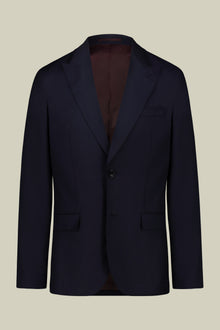 Single-breasted men's suit with classic single-pleat trousers, in pure combed wool with a semi-plain weave