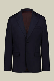 Single-breasted men's suit with classic single-pleat trousers, in pure combed wool with a semi-plain weave