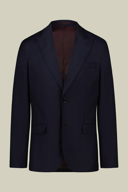 Single-breasted men's suit with classic single-pleat trousers, in pure combed wool with a semi-plain weave