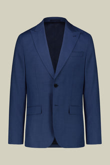 Single-breasted men's suit with classic single-pleat trousers, in pure combed wool with grisaille construction