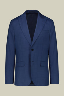 Single-breasted men's suit with classic single-pleat trousers, in pure combed wool with grisaille construction