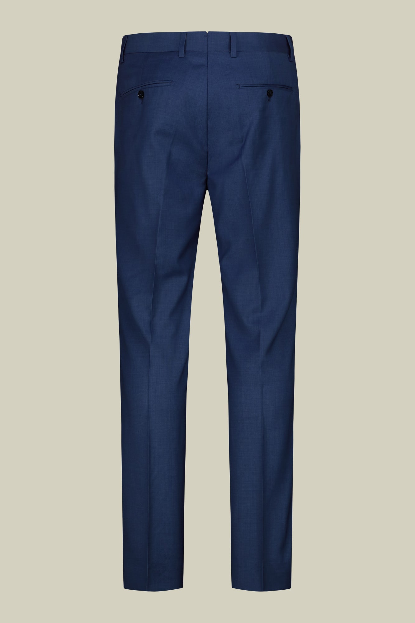 Single-breasted men's suit with classic single-pleat trousers, in pure combed wool with grisaille construction