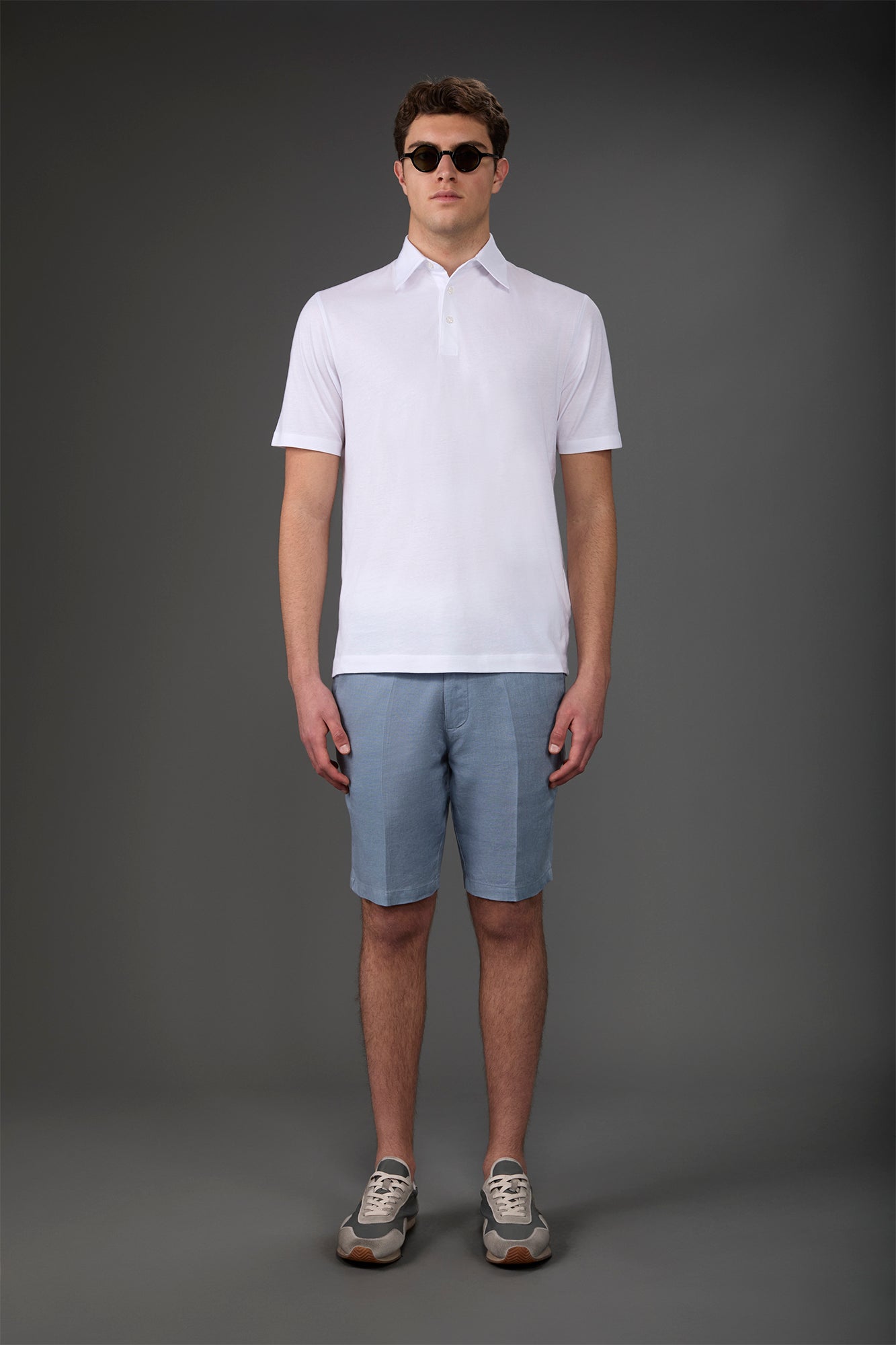 Men's Bermuda shorts with elastic waistband 100% linen