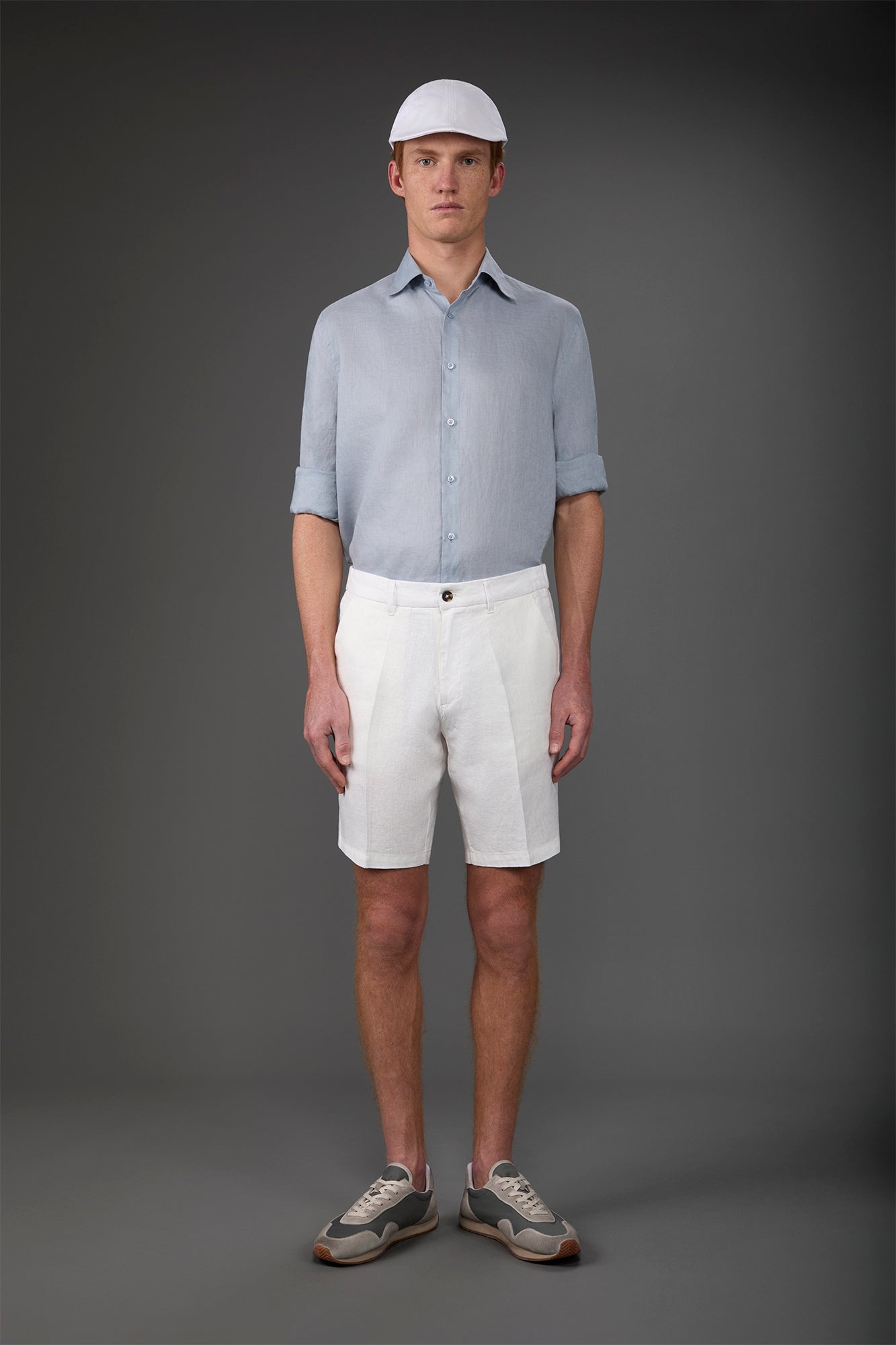 Men's Bermuda shorts with elastic waistband 100% linen