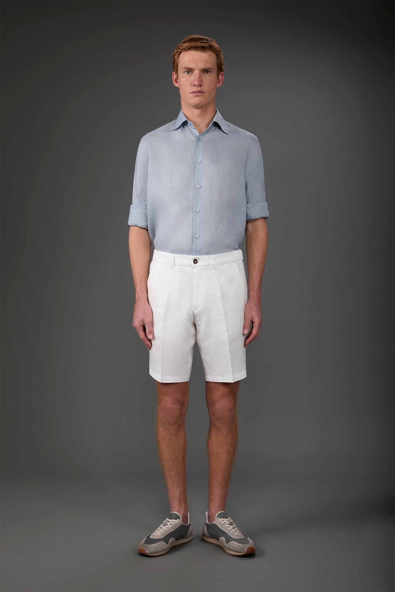 Men's Bermuda shorts with elastic waistband 100% linen