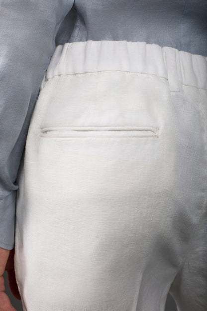 Men's Bermuda shorts with elastic waistband 100% linen