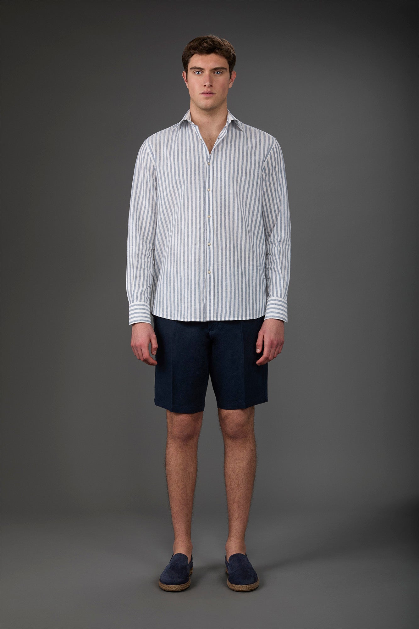 Men's Bermuda shorts with elastic waistband 100% linen