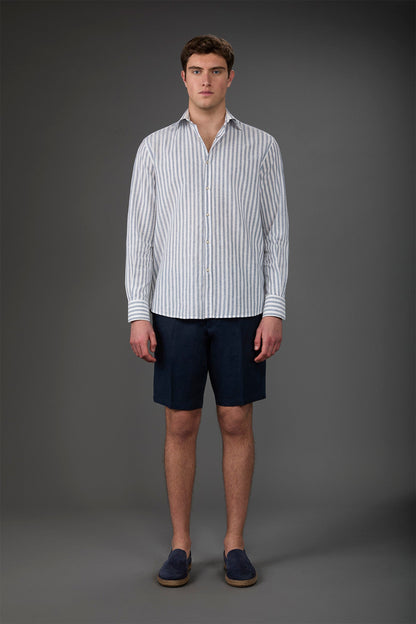 Men's Bermuda shorts with elastic waistband 100% linen