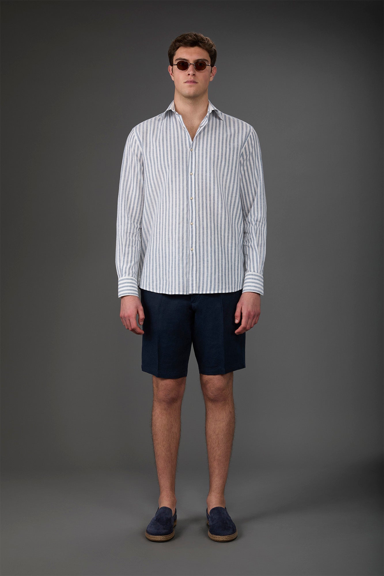 Men's Bermuda shorts with elastic waistband 100% linen