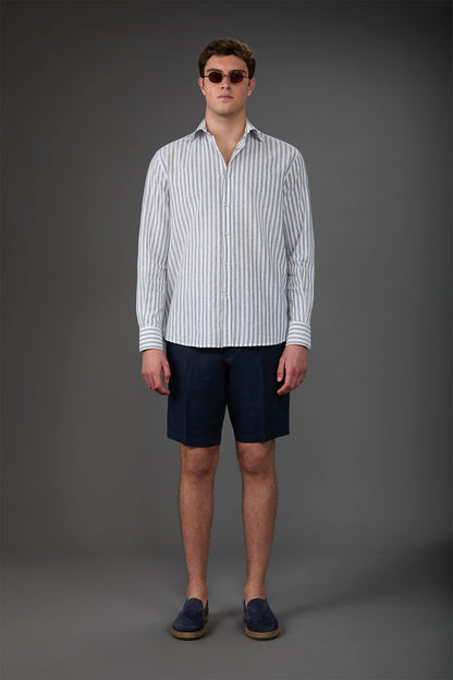 Men's Bermuda shorts with elastic waistband 100% linen