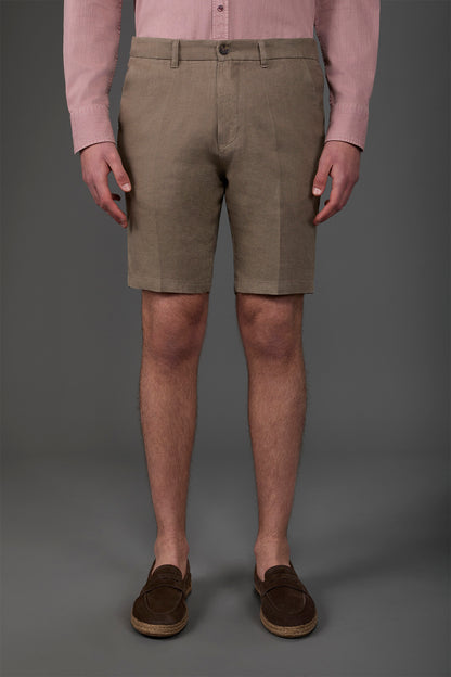 Men's Bermuda shorts with elastic waistband 100% linen