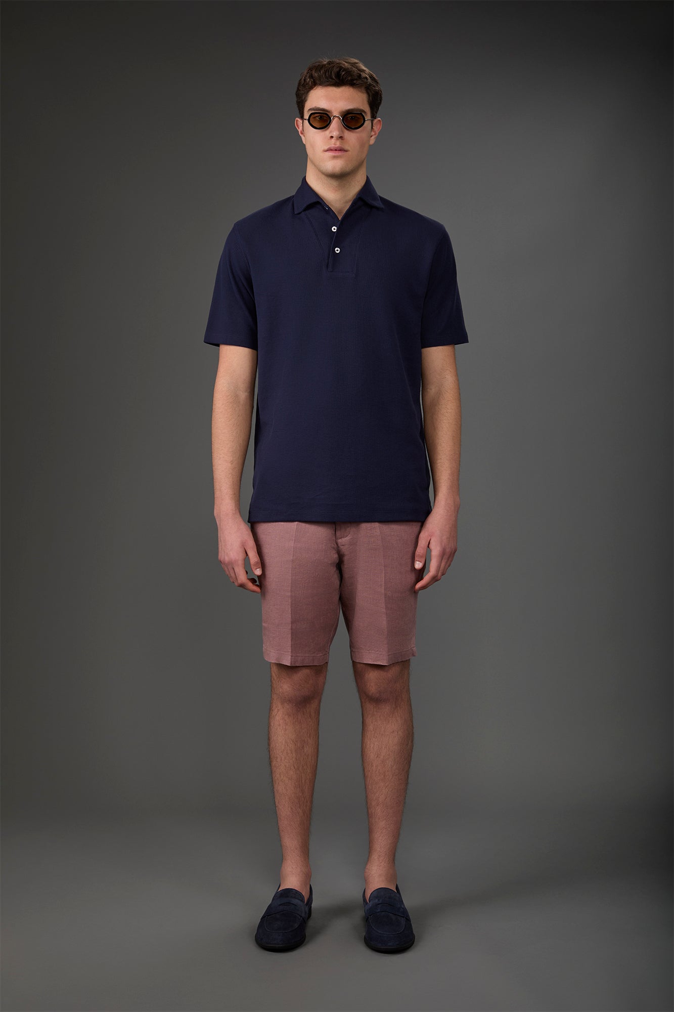 Men's Bermuda shorts with elastic waistband 100% linen