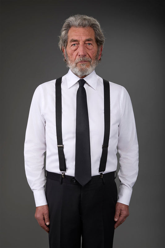 Single-colour men's elastic braces Black