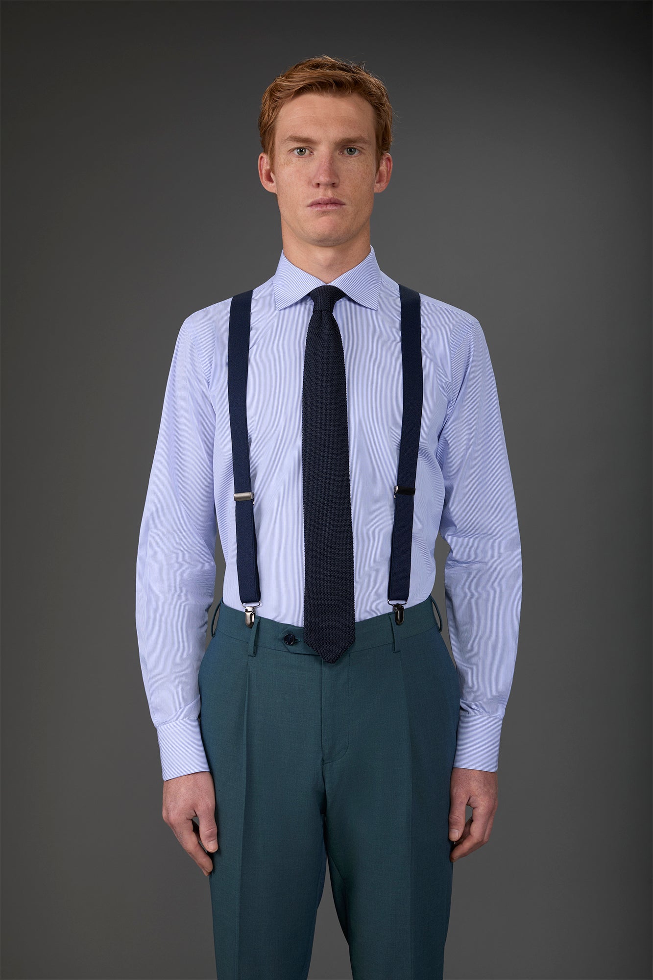 Single-colour men's elastic braces Dk Blue