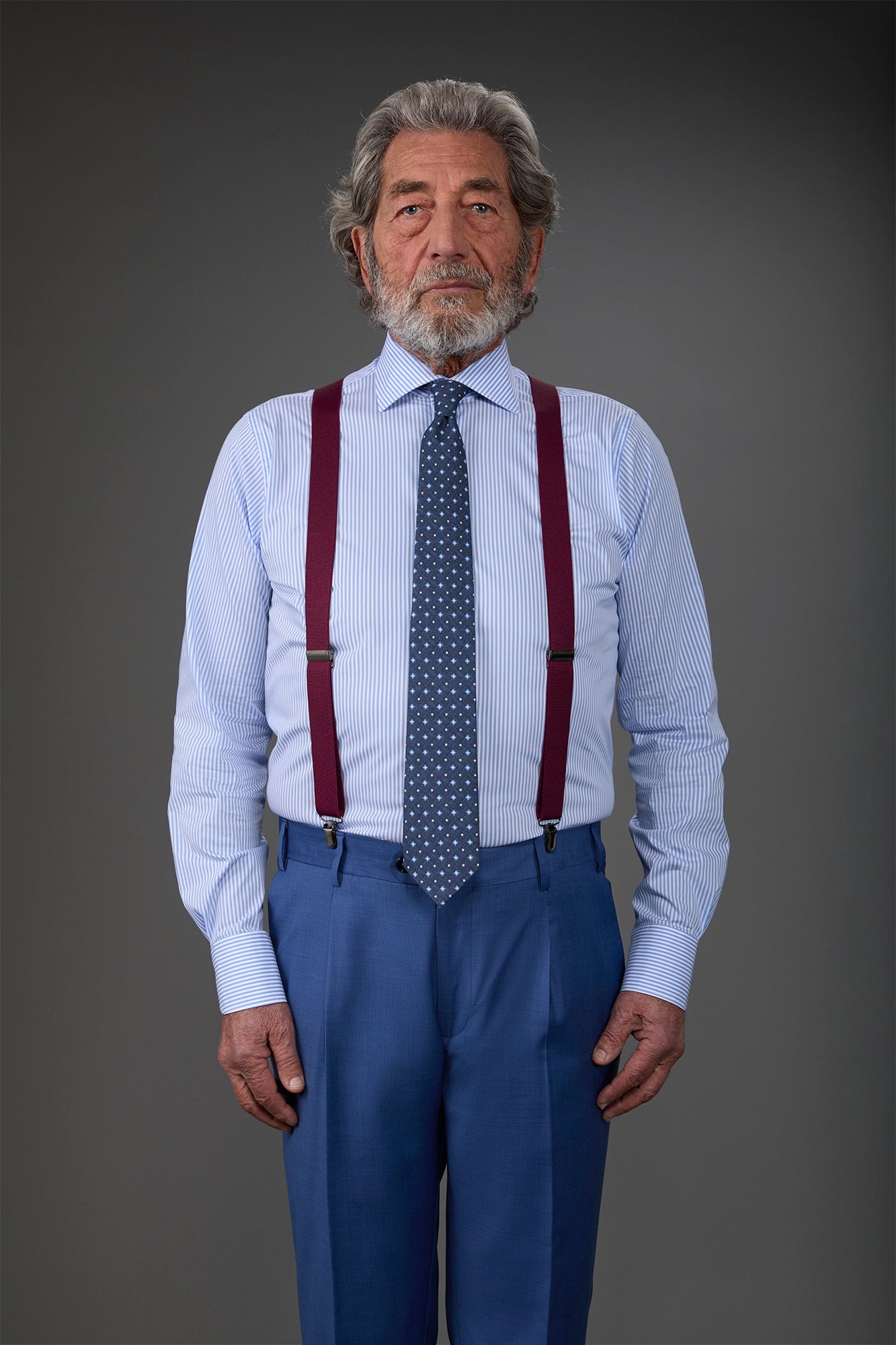 Single-colour men's elastic braces Bordeaux