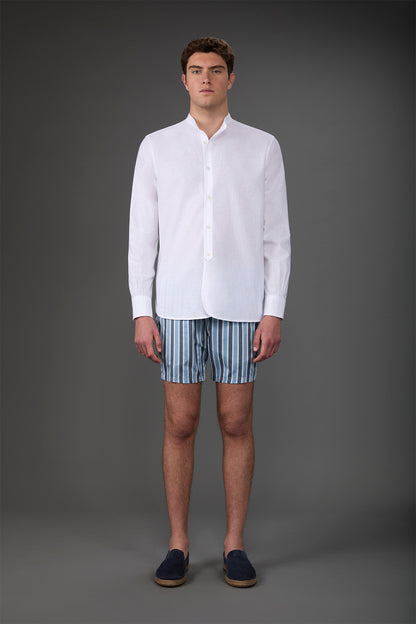 Men's swimwear with vertical striped pattern