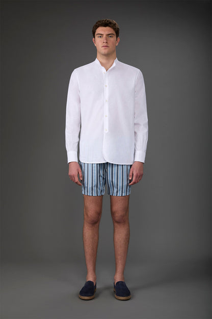 Men's swimwear with vertical striped pattern