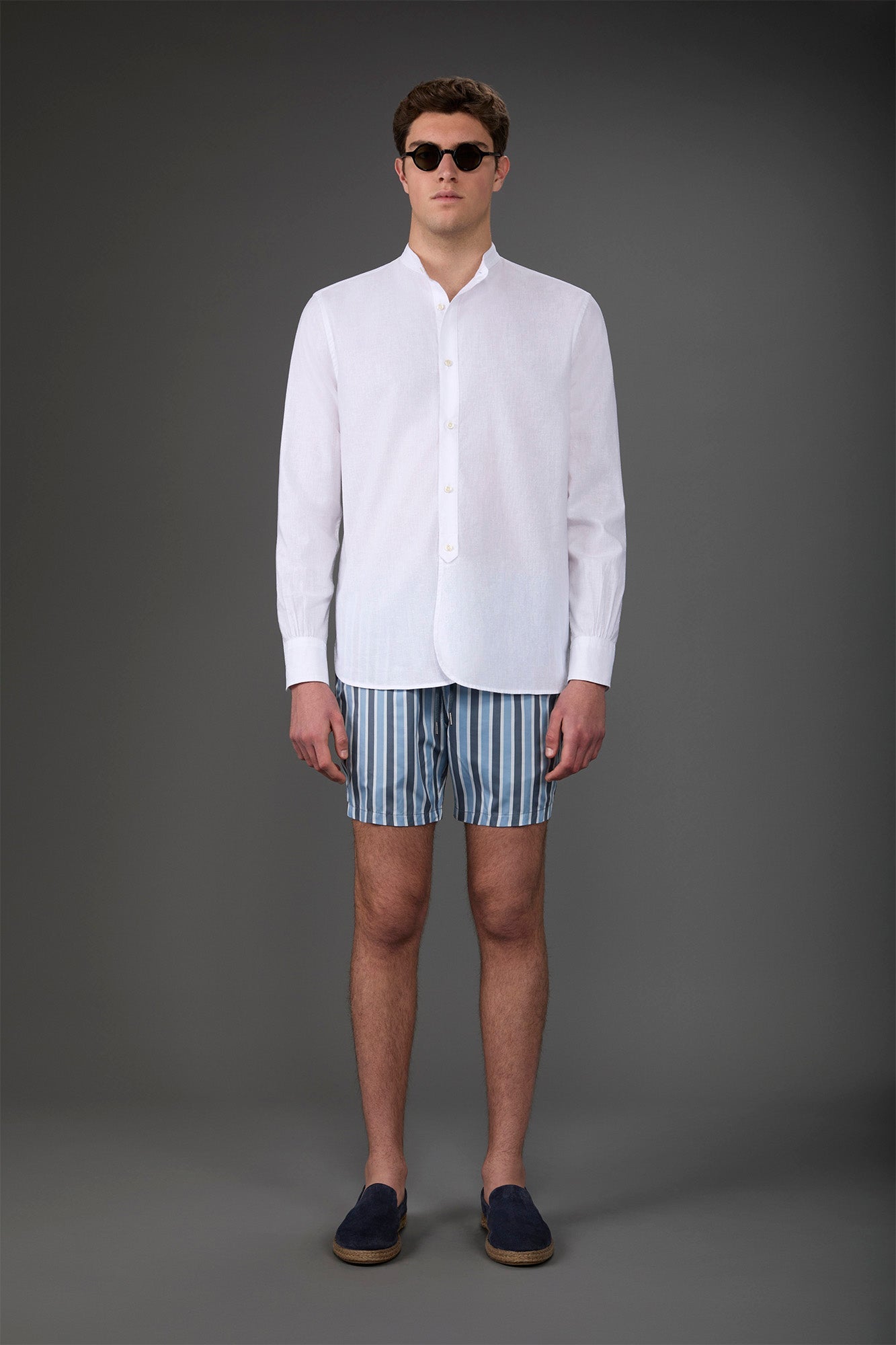 Men's swimwear with vertical striped pattern