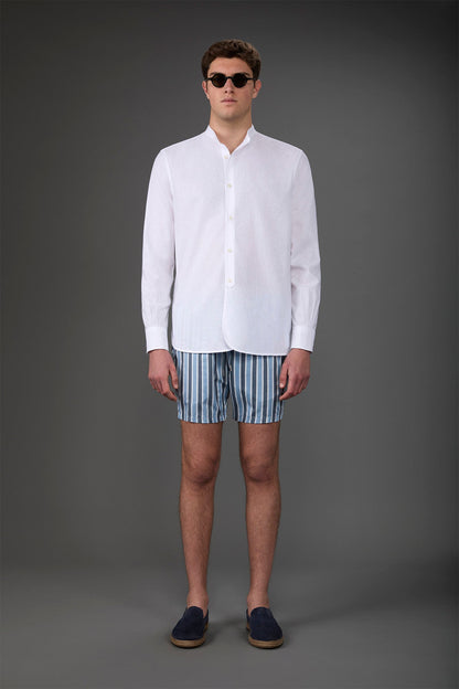 Men's swimwear with vertical striped pattern