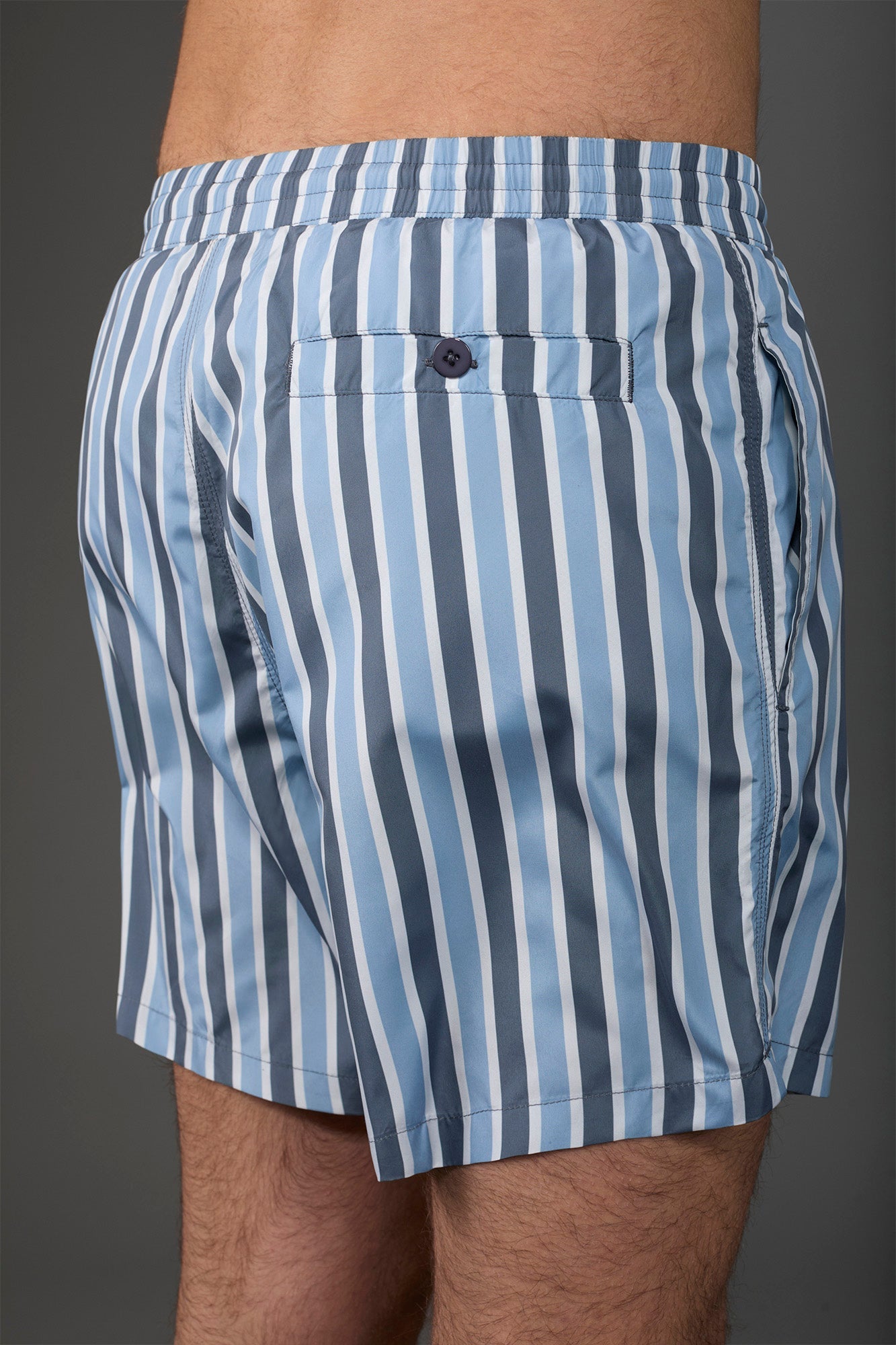 Men's swimwear with vertical striped pattern