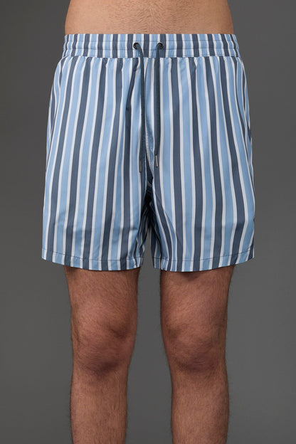 Men's swimwear with vertical striped pattern Dk Blue/Avion