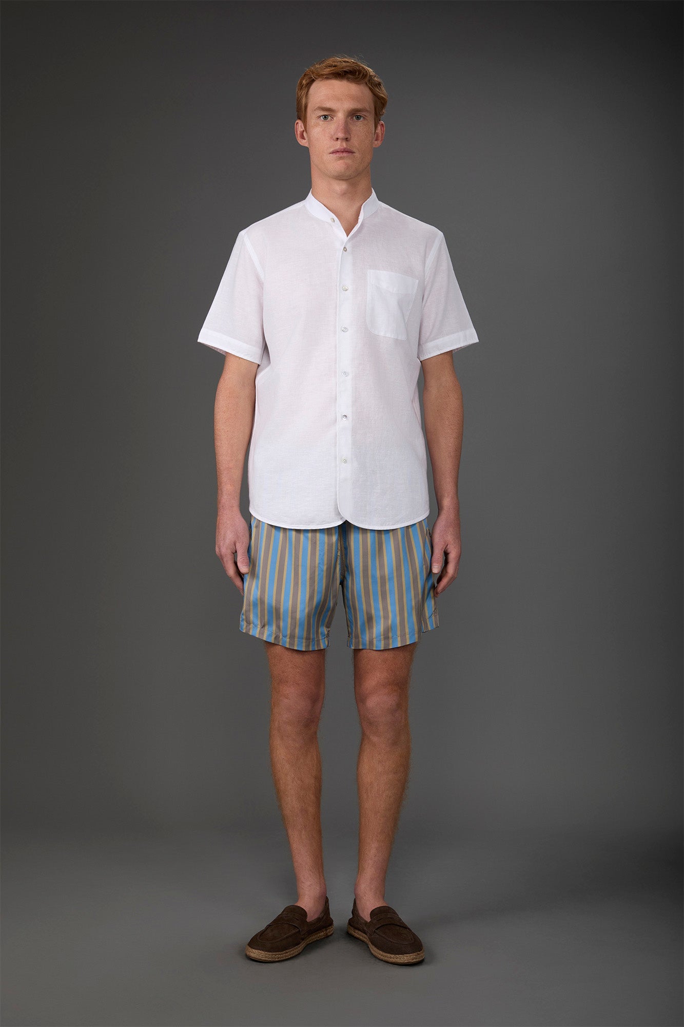 Men's swimwear with vertical striped pattern