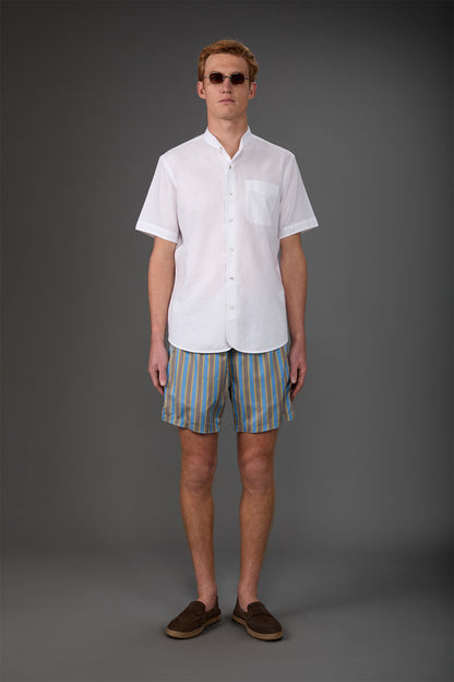 Men's swimwear with vertical striped pattern