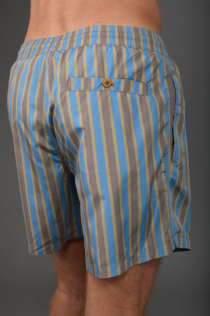 Men's swimwear with vertical striped pattern