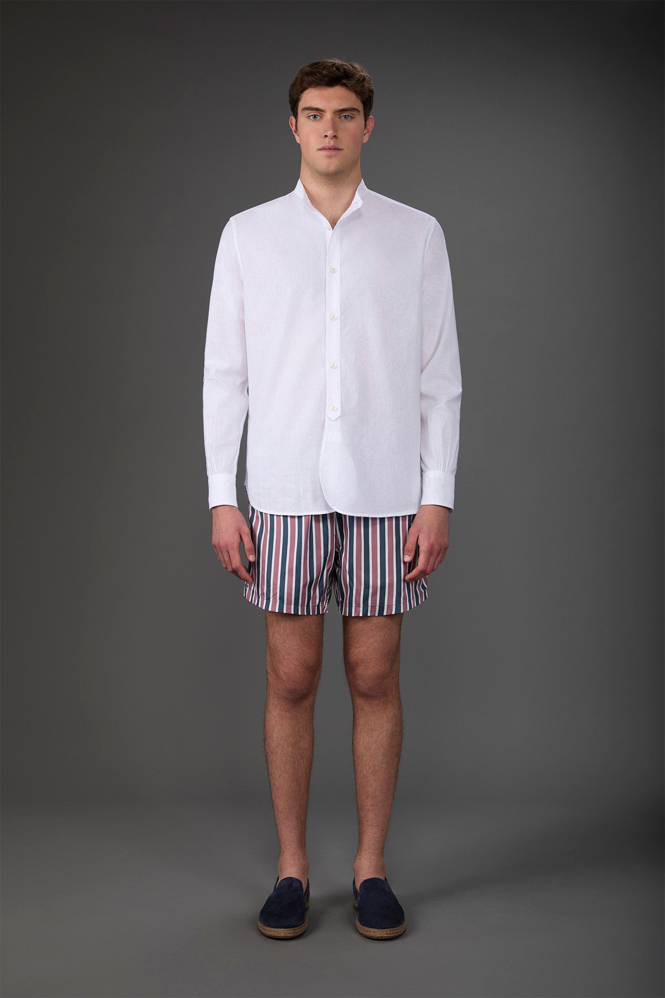 Men's swimwear with vertical striped pattern