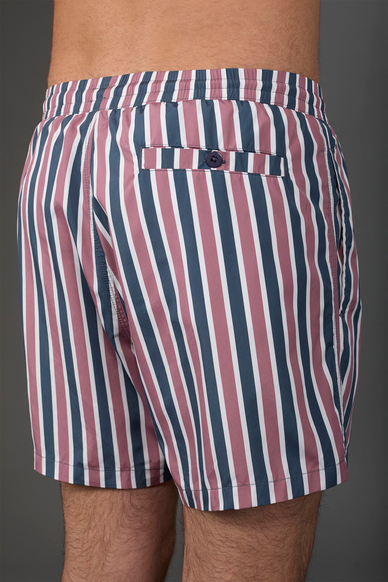 Men's swimwear with vertical striped pattern