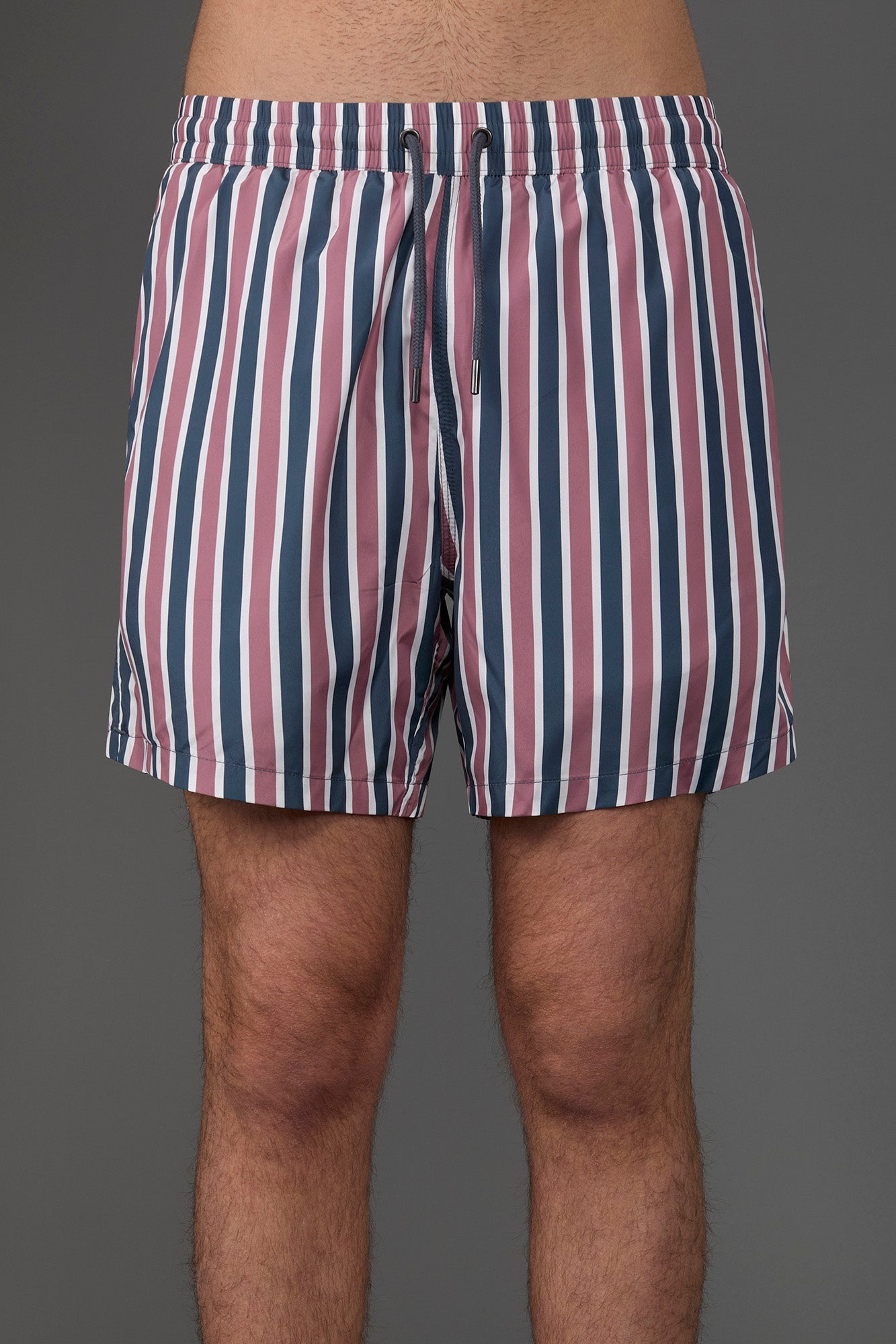 Men's swimwear with vertical striped pattern Dk Blue/Mauve