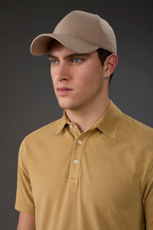 Men's flat cap in single-colour linen blend Beige