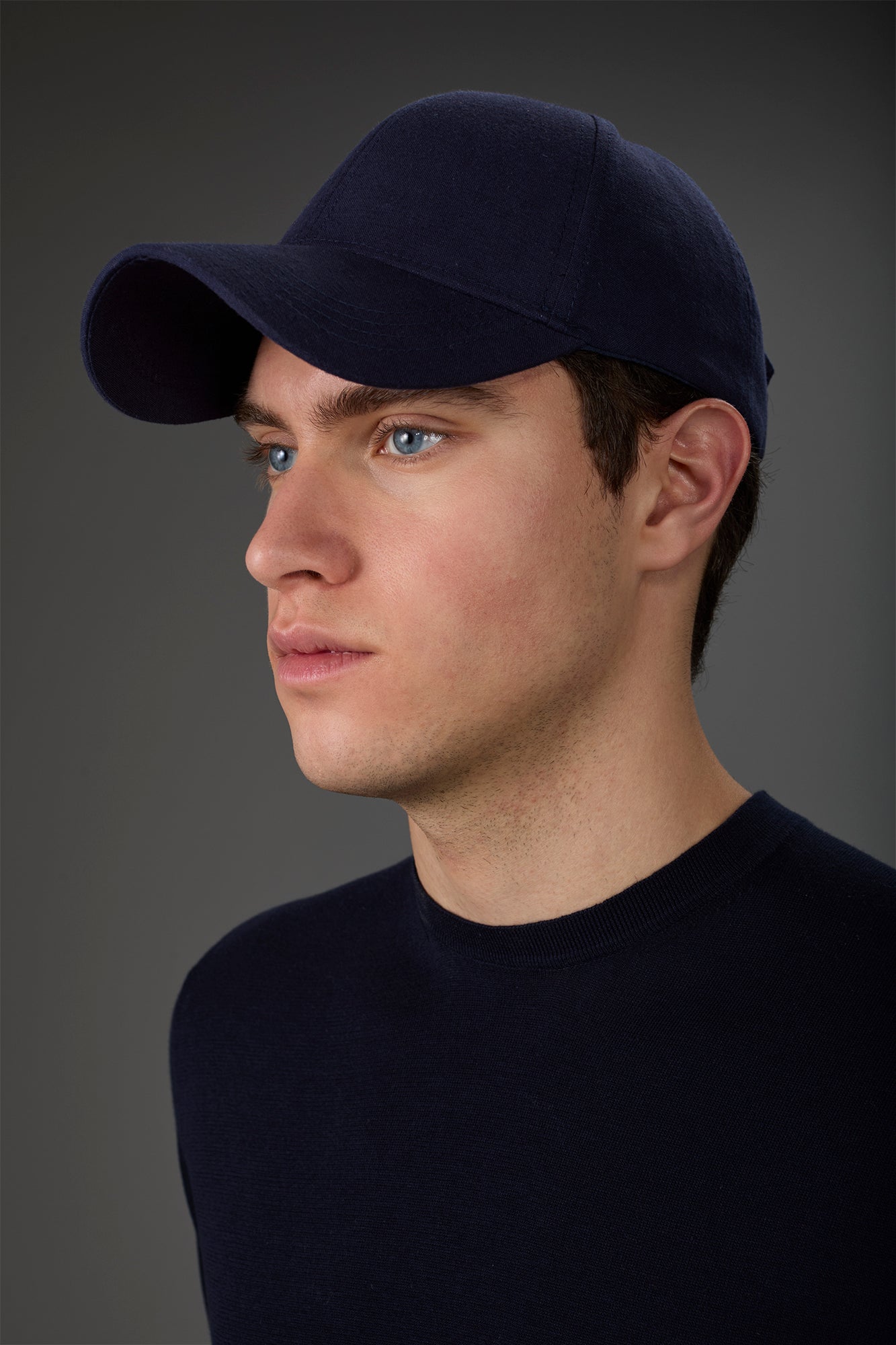 Men's flat cap in single-colour linen blend Dk Blue