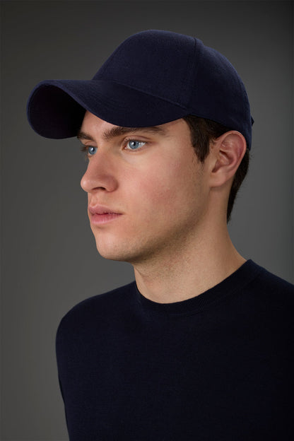 Men's flat cap in single-colour linen blend Dk Blue