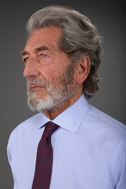 Men's shirt with classic collar made from striped cotton