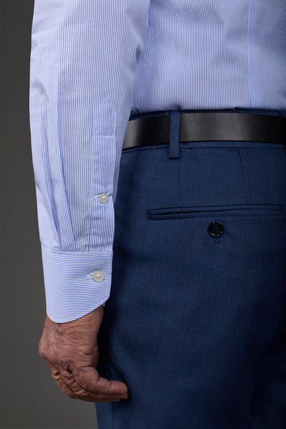 Men's shirt with classic collar made from striped cotton